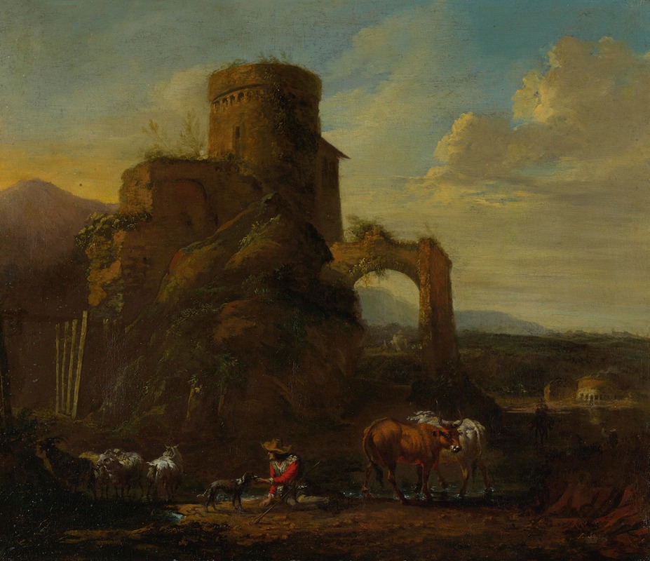 Andries Both - Pastoral Landscape With Ruins