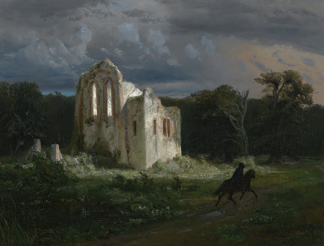 Arnold Böcklin - Mondscheinlandschaft Mit Ruine (Moonlit Landscape)