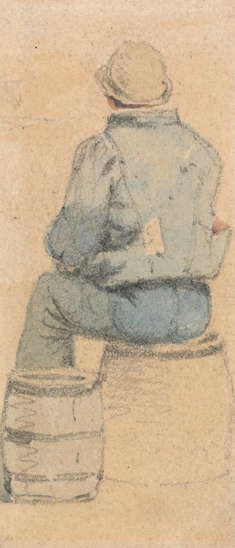 Samuel Prout - A Seated Peasant Boy Seen From Behind