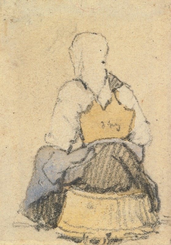 Samuel Prout - A Seated Peasant Woman Seen From Behind