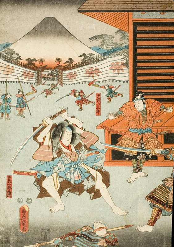 Utagawa Kunisada (Toyokuni III) - Night Attack of the Soga Brothers; Soga no Jūrō Sukenari and Kōga no Saburō