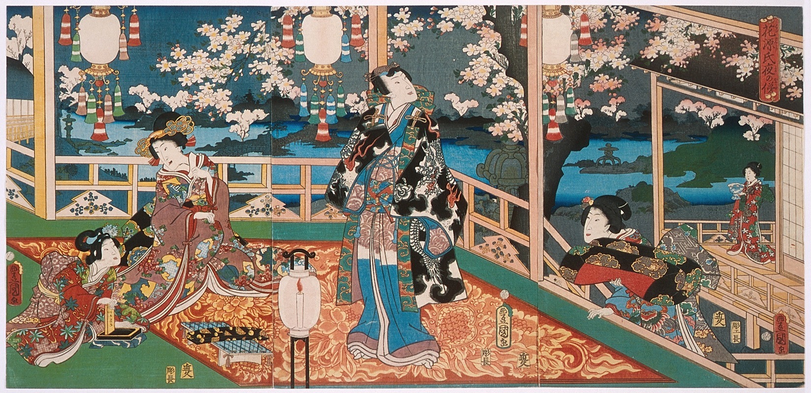 Utagawa Kunisada (Toyokuni III) - Night Visage of the Flower Genji