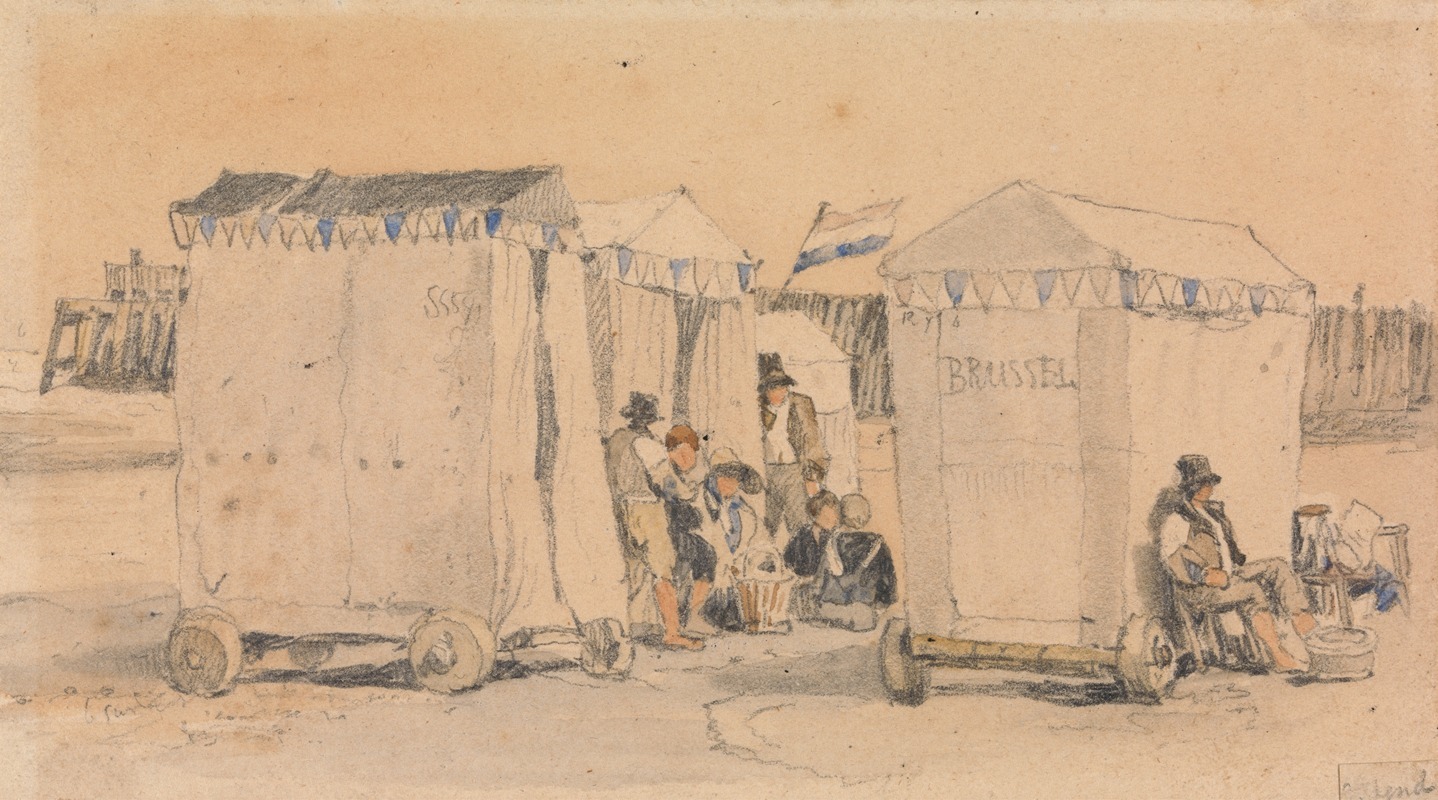 Samuel Prout - Bathing Tents on the Beach, Ostend