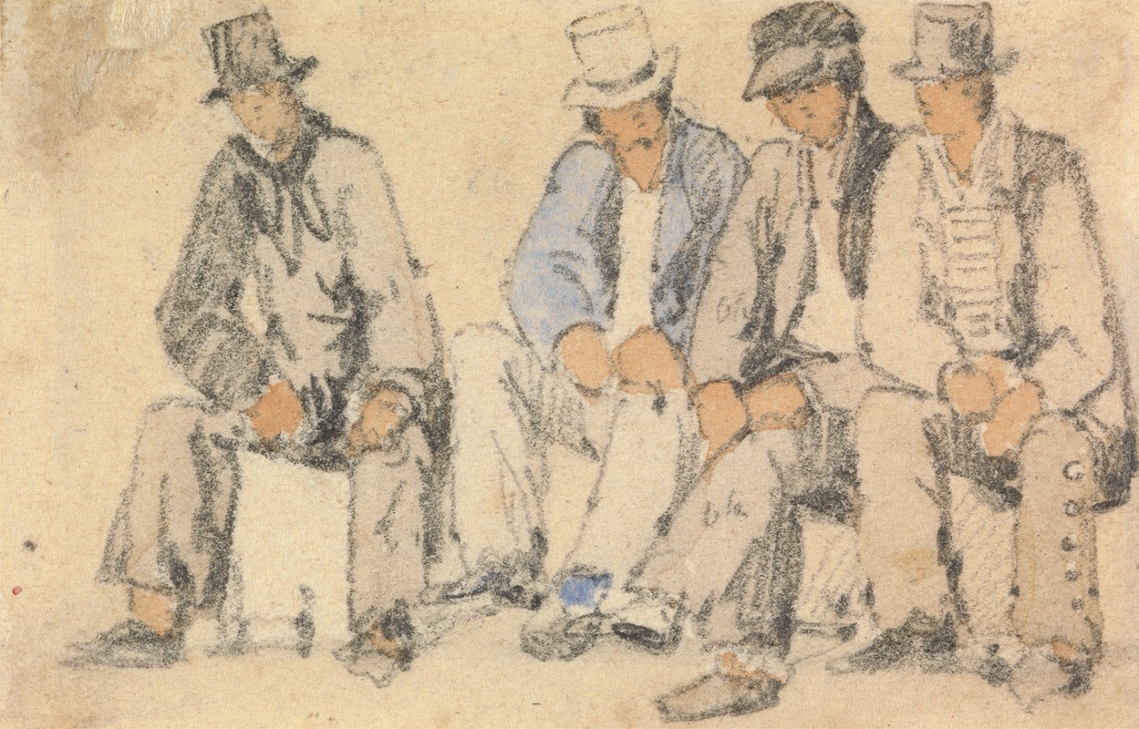 Samuel Prout - Group of Four Seated Men