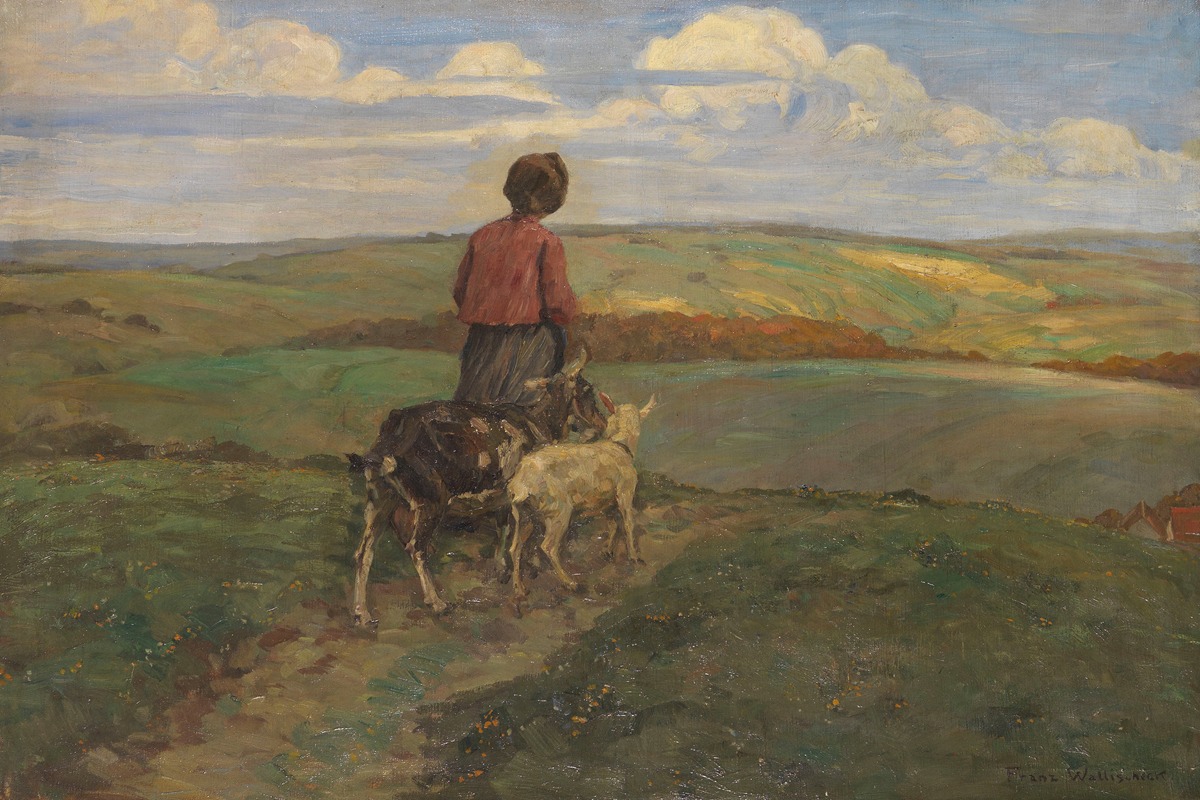 Franz Wallischeck - Mädchen mit Ziegen auf dem Heimweg