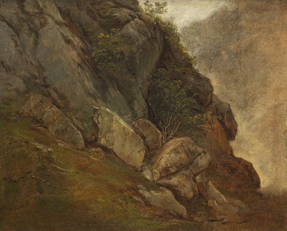 Friedrich August Matthias Gauermann - Naturstudie einer Felswand