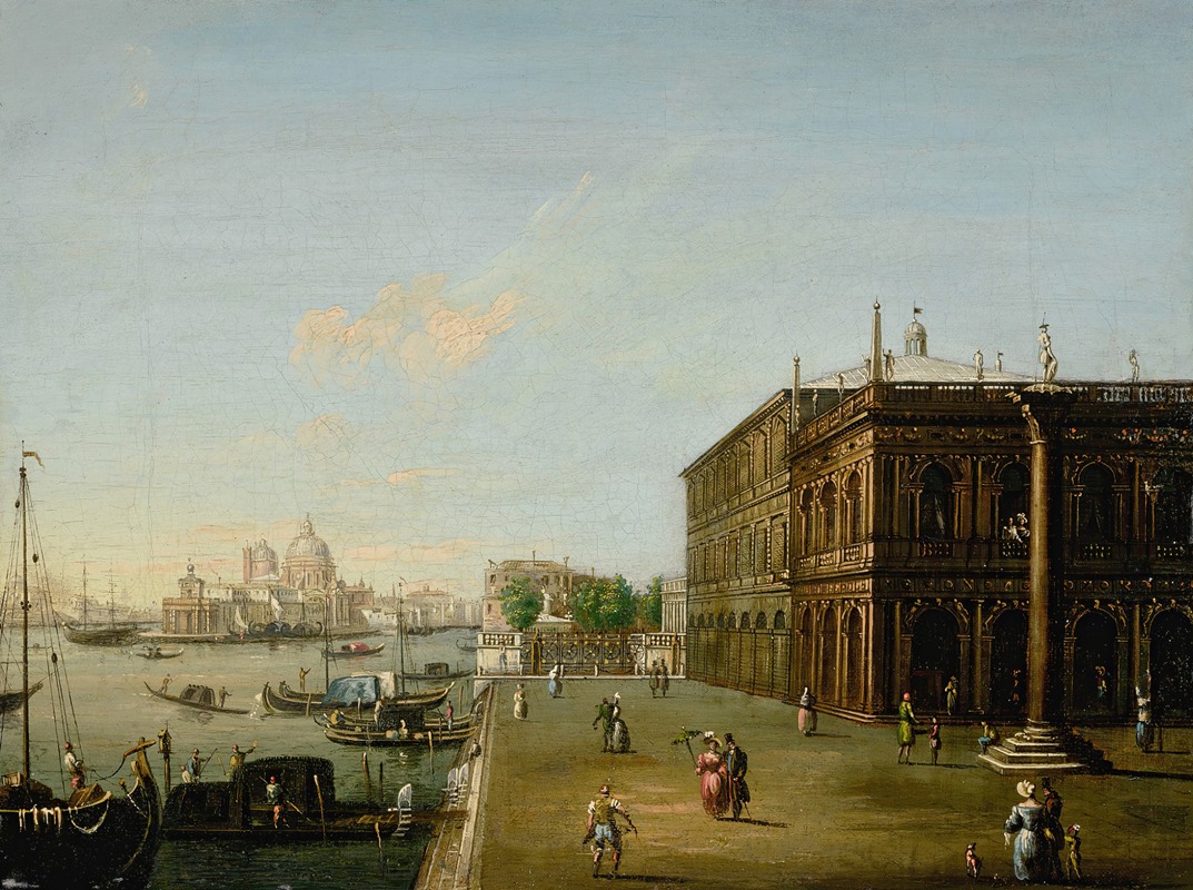 Giuseppe Borsato - Venice, a view of the Molo with the Libreria