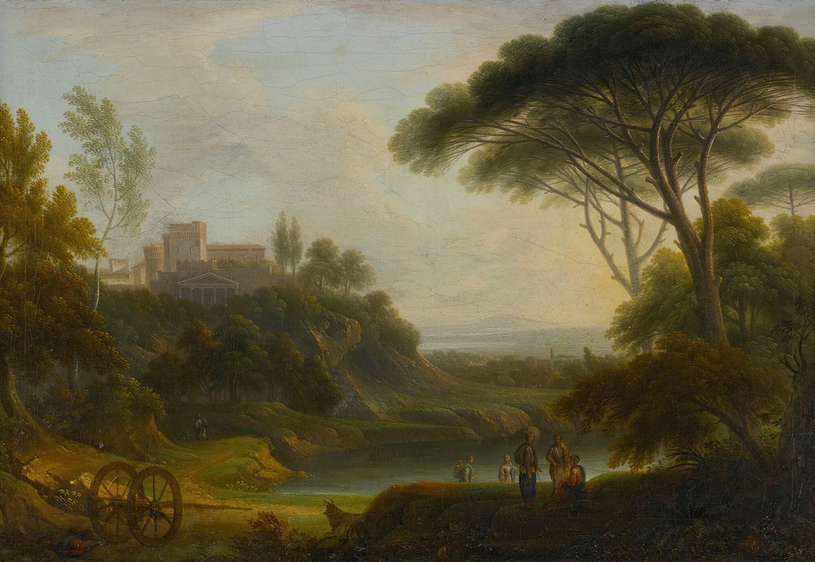 Hendrik Frans Van Lint - Italianate Landscape With A Villa On A Promontory In The Distance
