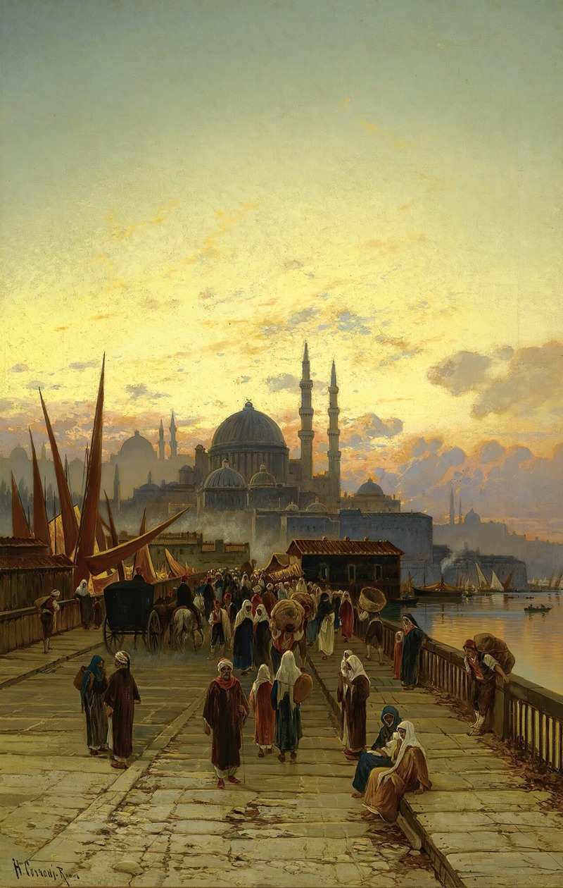 Hermann David Salomon Corrodi - The Galata Bridge, Constantinople