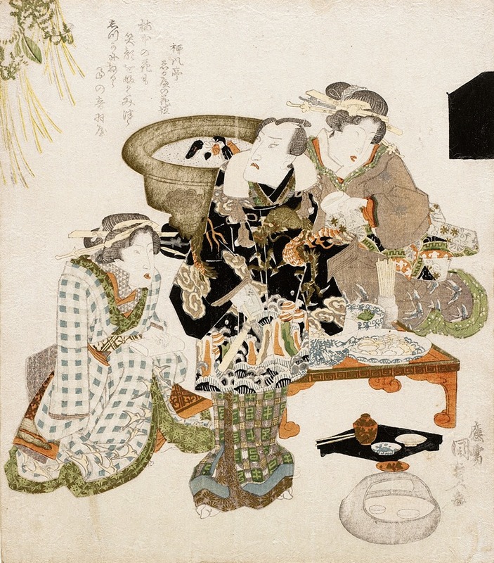 Utagawa Kunisada (Toyokuni III) - The Actor Onoe Kikugorō III at Umemoto Teahouse