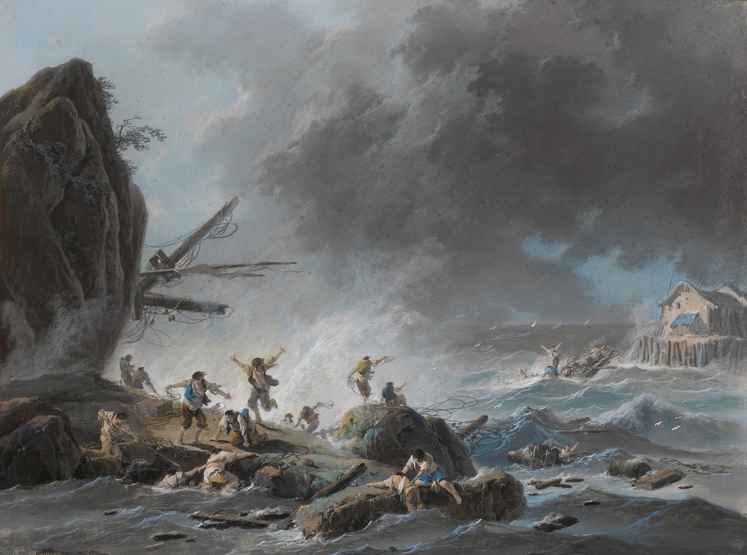 Jean-Baptiste Pillement - A shipwreck on a rocky coast during a storm