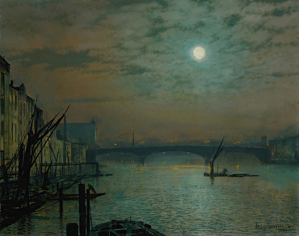 John Atkinson Grimshaw - Southwark Bridge by Moonlight