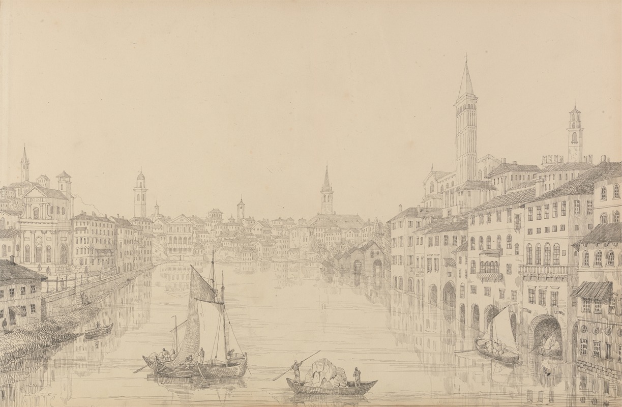 Sir Charles D'Oyly - City of Verona from the Bridge