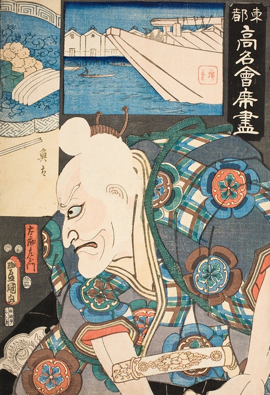 Utagawa Kunisada (Toyokuni III) - The Uota Restaurant; (Actor Ichikawa Ebizō V as) Tarōzaemon