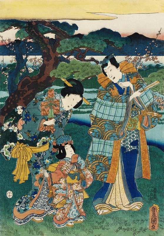 Utagawa Kunisada (Toyokuni III) - Viewing Plum Blossoms