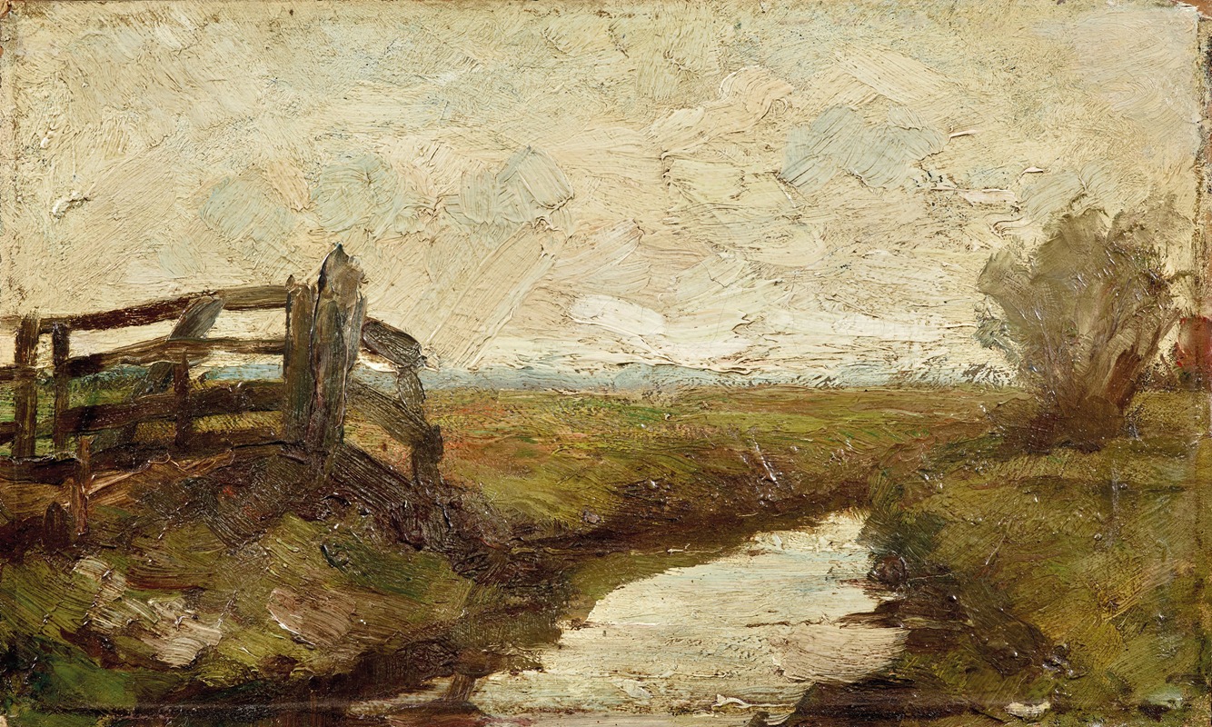 Piet Mondrian - Irrigation ditch with wood gate at left