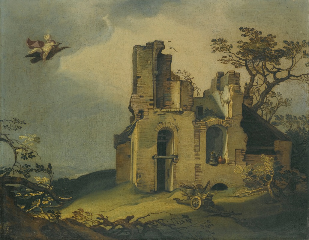 Abraham Bloemaert - A Landscape With Ruins, With The Rape Of Ganymede
