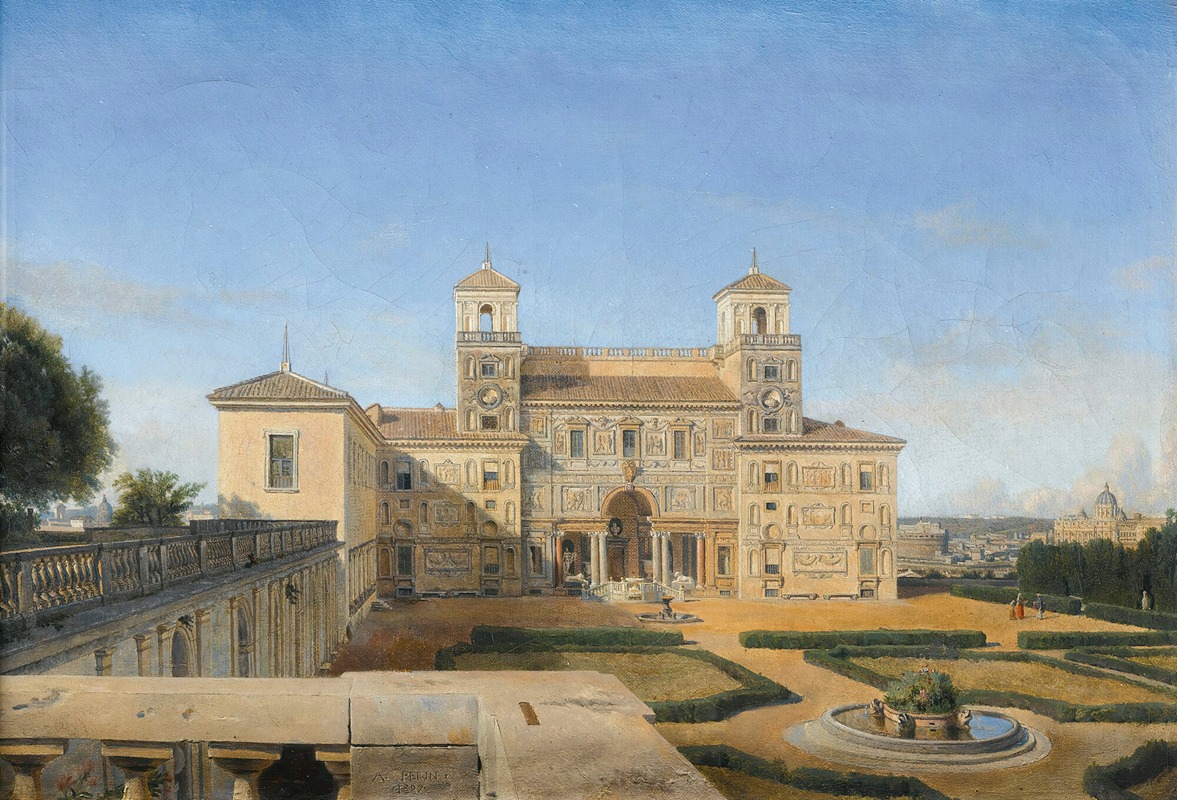 Alphonse-Henri Perin - View of the Villa Medicis gardens, Rome