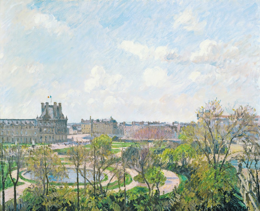 Camille Pissarro - Le Jardin Des Tuileries Et Le Pavillon De Flore, Matin, Printemps