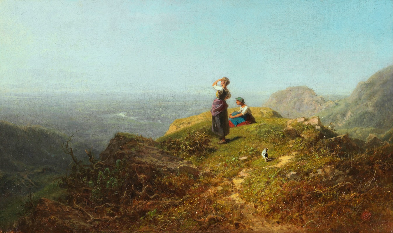 Carl Spitzweg - Blick ins Tal (Zwei Mädchen auf einer Alpe)