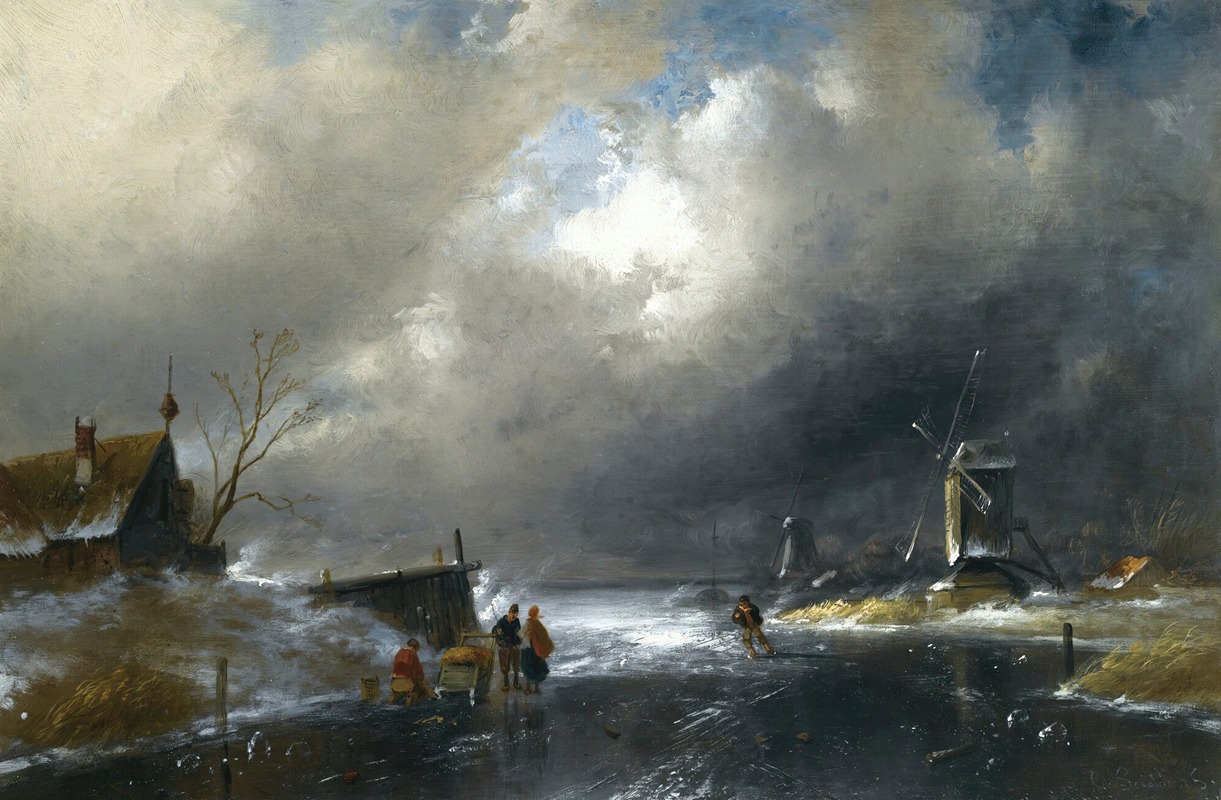 Charles Leickert - Figures On A Frozen River