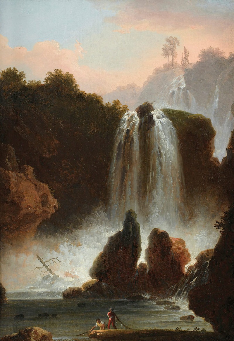 Francesco Fidanza - A Italian landscape with a cascade
