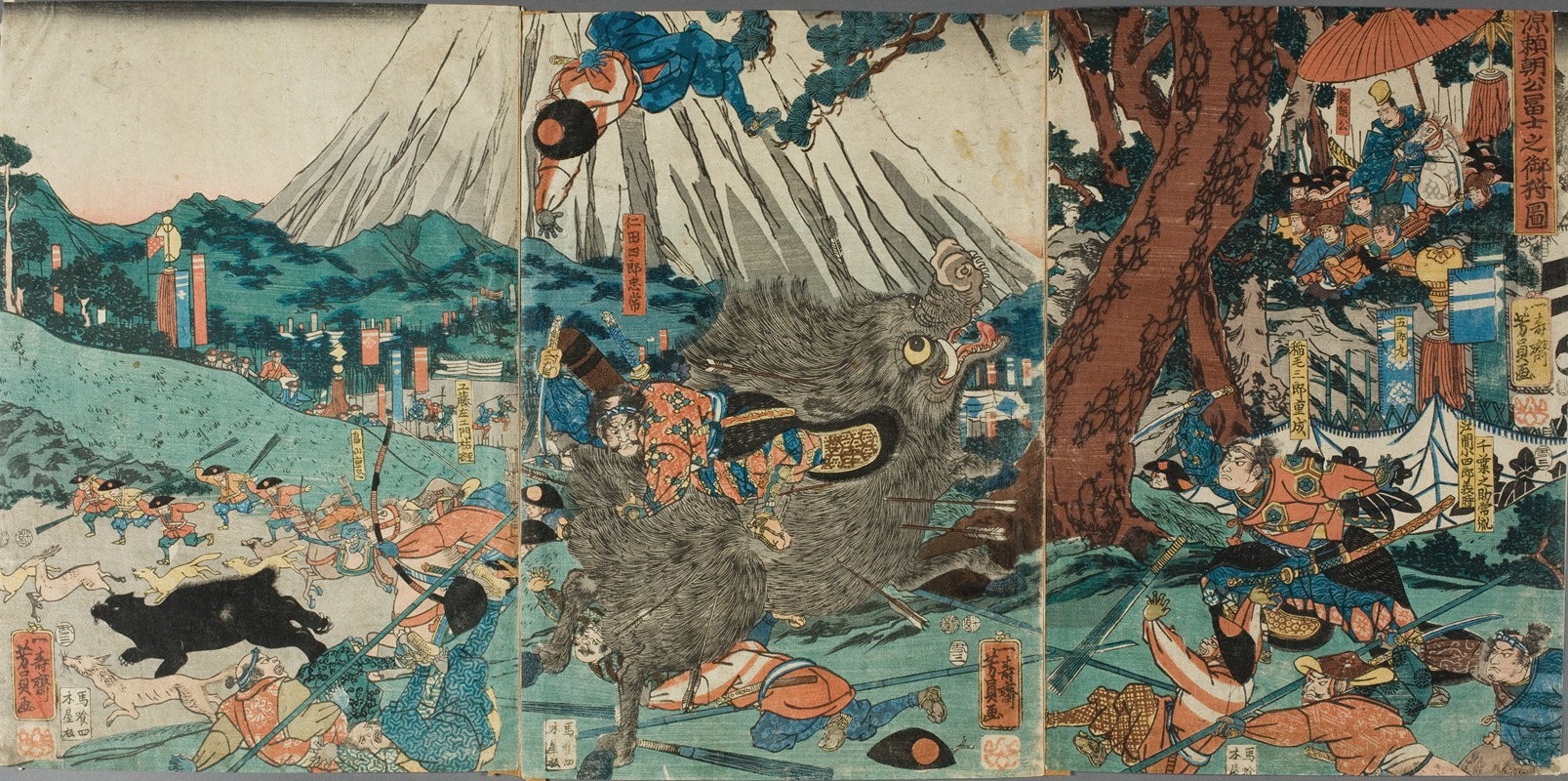 Utagawa Yoshikazu - Lord Yoritomo’s Hunt on Mt. Fuji