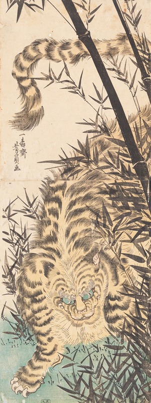 Utagawa Yoshikazu - Tiger and Bamboo