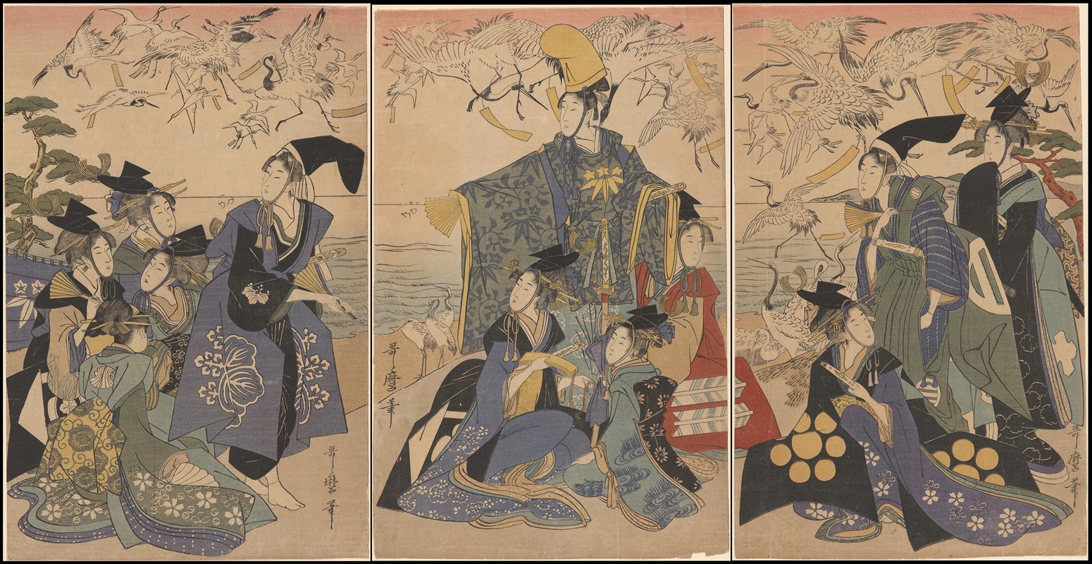 Kitagawa Utamaro - Caps and Cranes