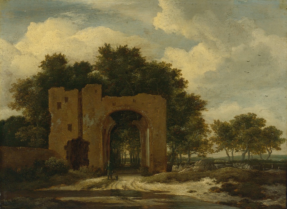 Jacob van Ruisdael - A Ruined Castle Gateway, Possibly The Archway Of Huis Ter Kleef