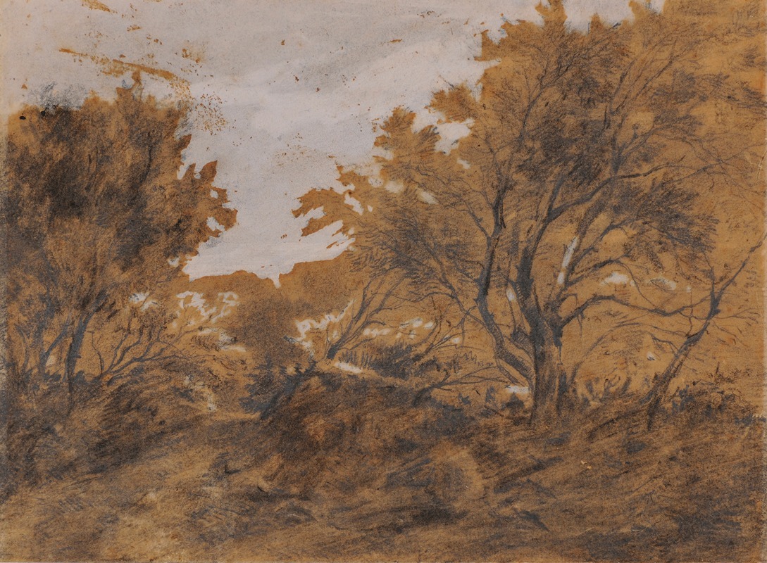 Théodore Rousseau - Paysage boisé, coup de vent