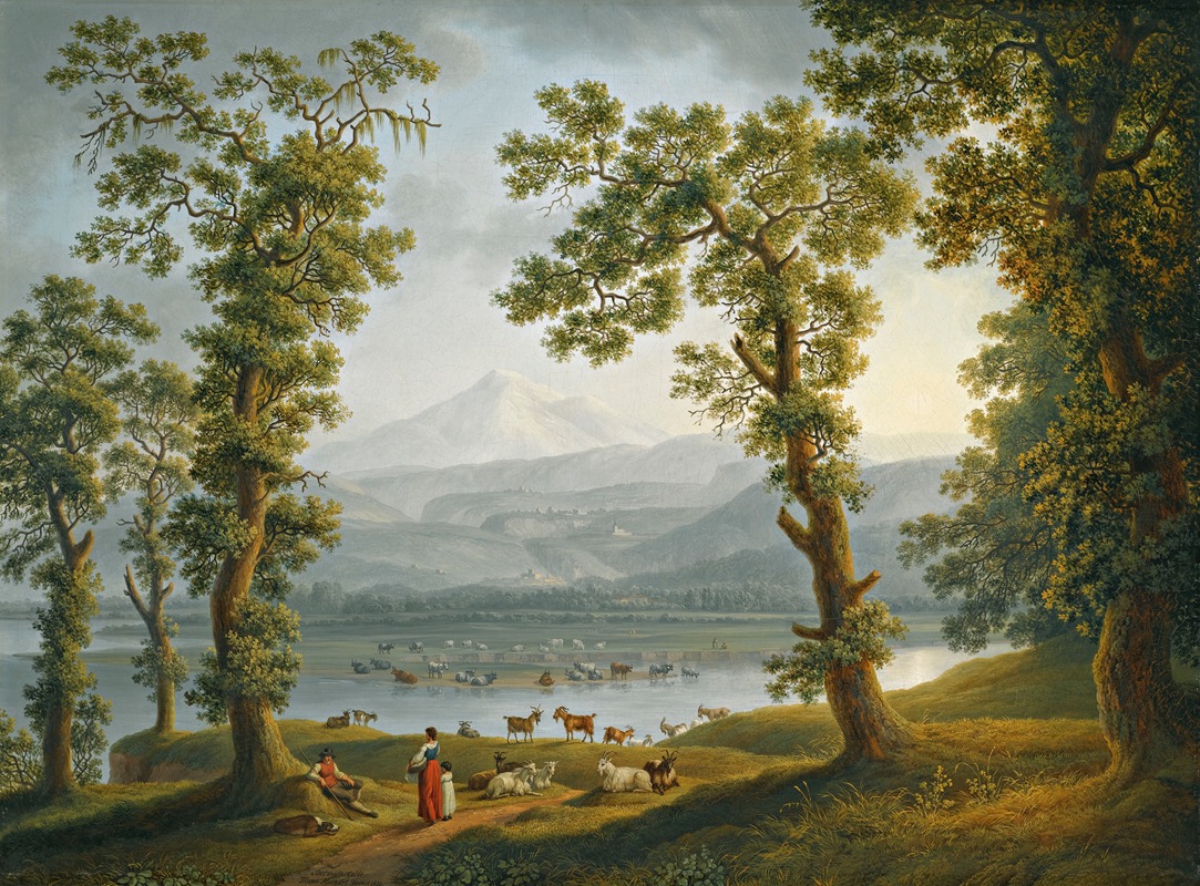 Jakob Philipp Hackert - A View Across The Volturno River Towards Alife, Piedimonte Matese, And The Matese Mountains Rising Beyond