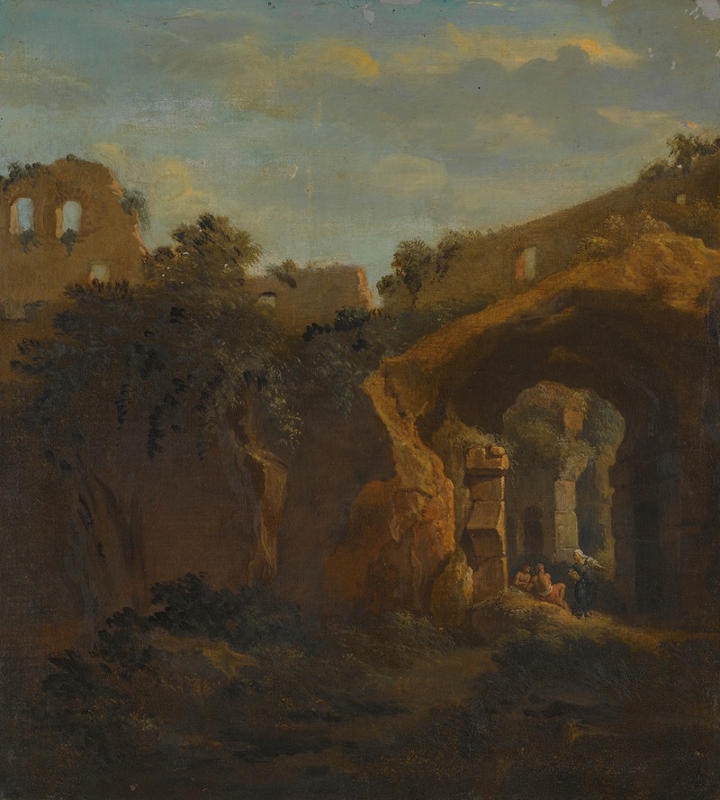 Jan Frans Van Bloemen - The Interior Of The Colosseum With Figures Resting Under An Archway
