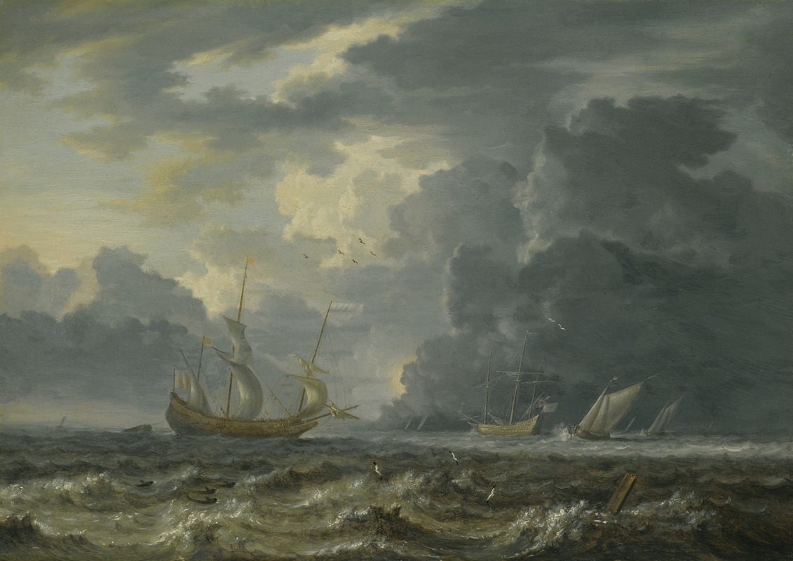 Jan Peeters the elder - Shipping In Choppy Seas