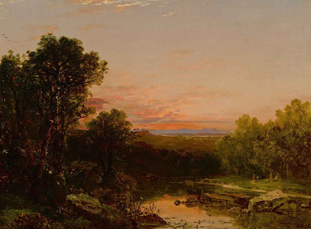 John Frederick Kensett - Sunset Over The Catskills