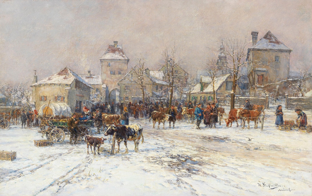 Karl Stuhlmüller - Viehmarkt im Winter