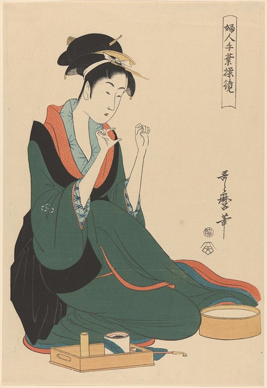 Kitagawa Utamaro - Woman with Thread