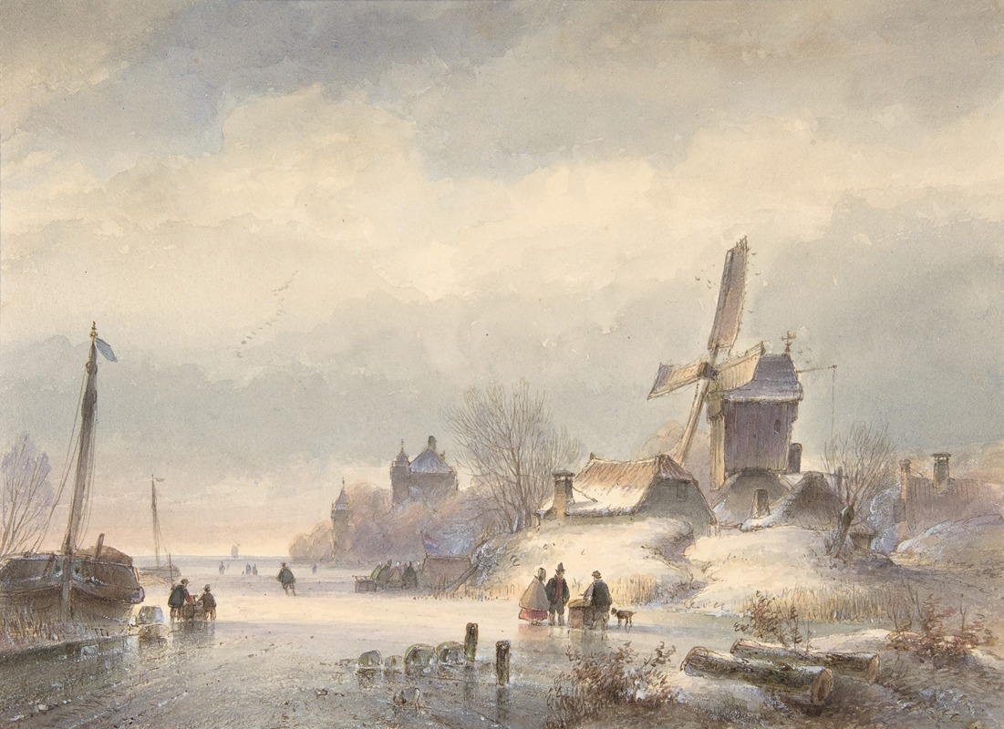 Lodewijk Johannes Kleijn - Winter Landscape with Frozen River