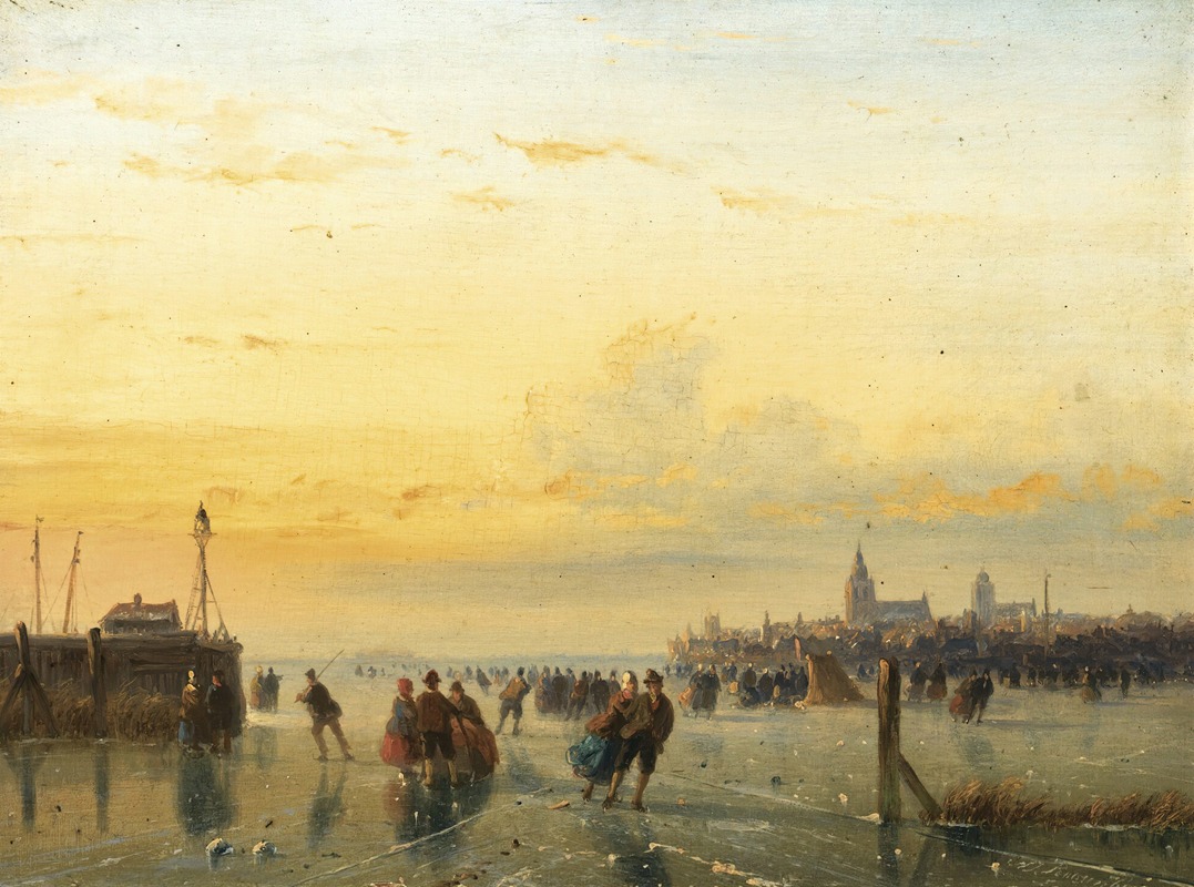 Nicolaas Johannes Roosenboom - Numerous Skaters Near A Town