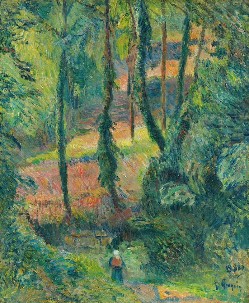 Paul Gauguin - Chemin Creux Dans Une Pente Boisée