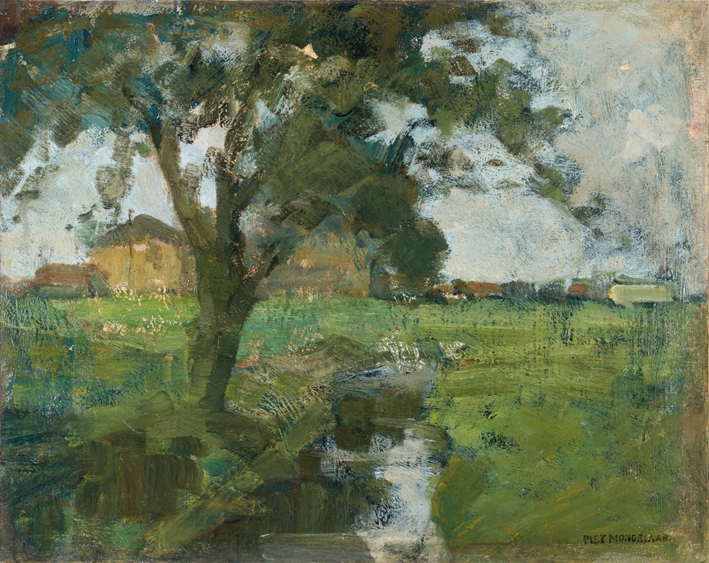 Piet Mondrian - Farm Setting With Foreground Tree And Irrigation Ditch