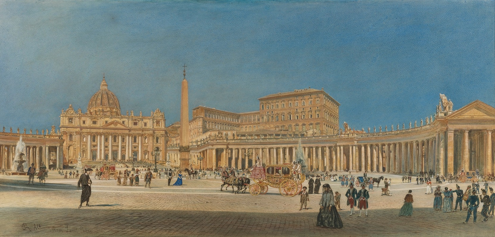 Rudolf von Alt - St Peter’s Square, Rome)
