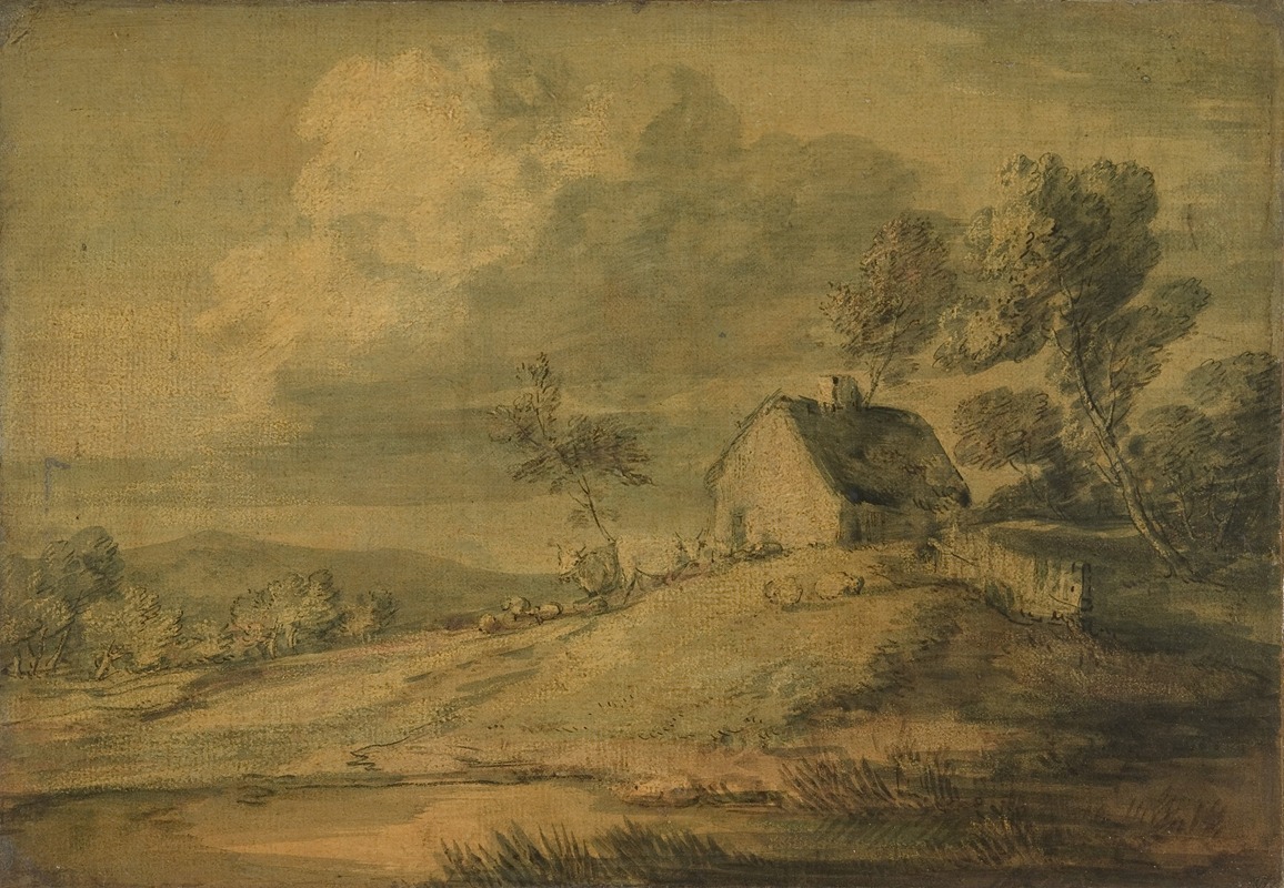 Thomas Gainsborough - Wooded Landscape with Cottage, Cows and Sheep