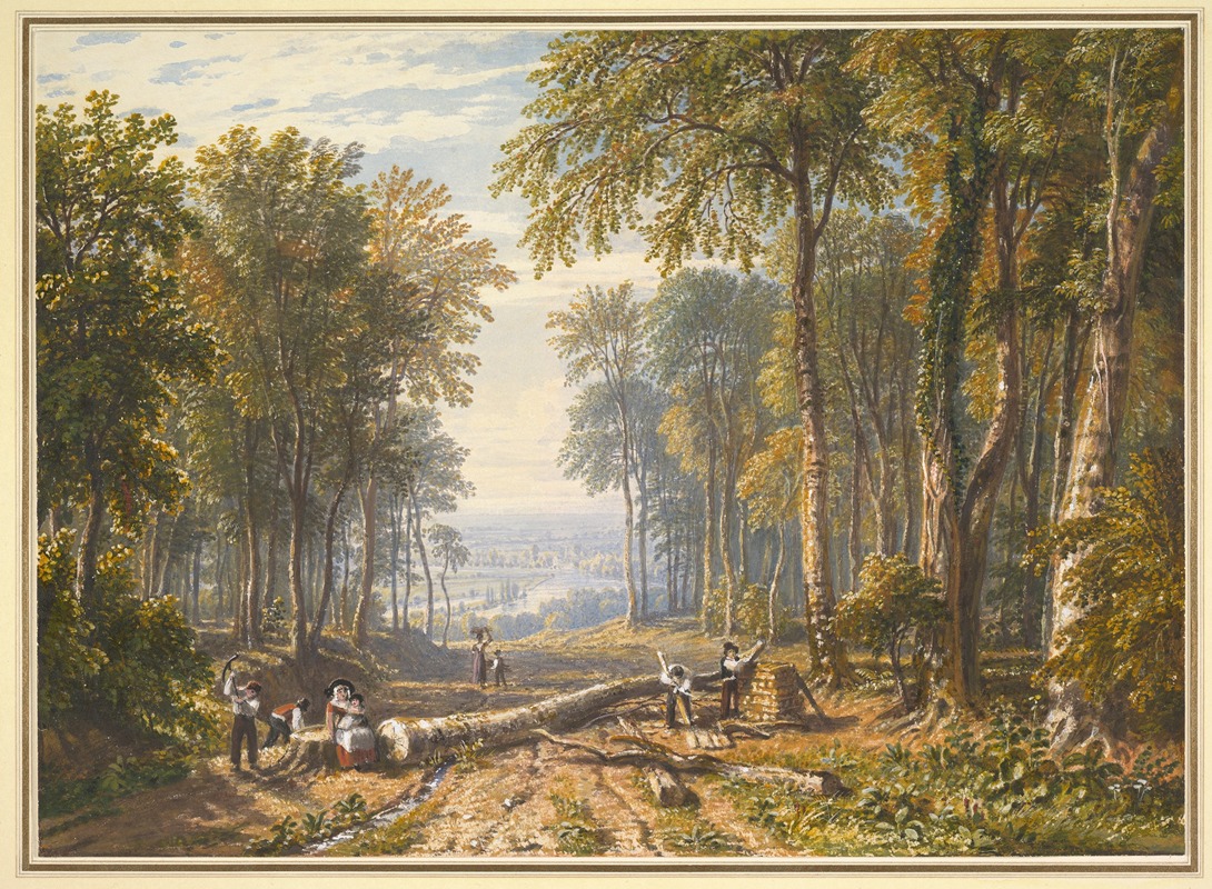 William Havell - Woodcutters at Park Place, Henley, the River Thames Beyond