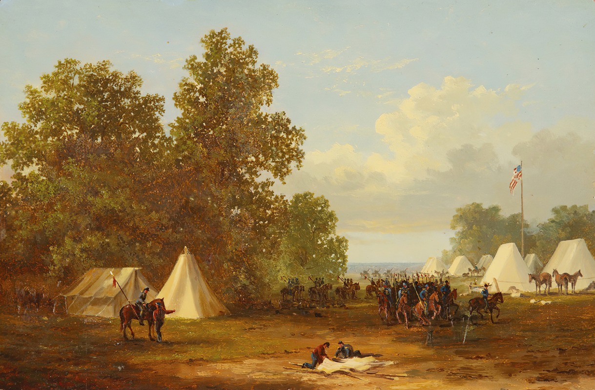 Xanthus Russell Smith - Study For ‘encampment Of Colonel Rush’s Cavalry Lancers’