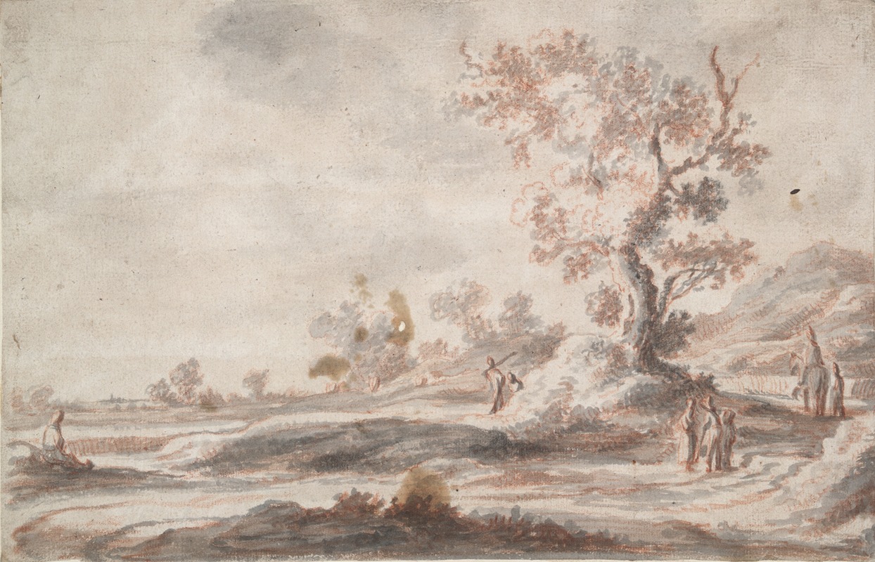 Abraham Genoels II - Landscape with Old Tree and Figures