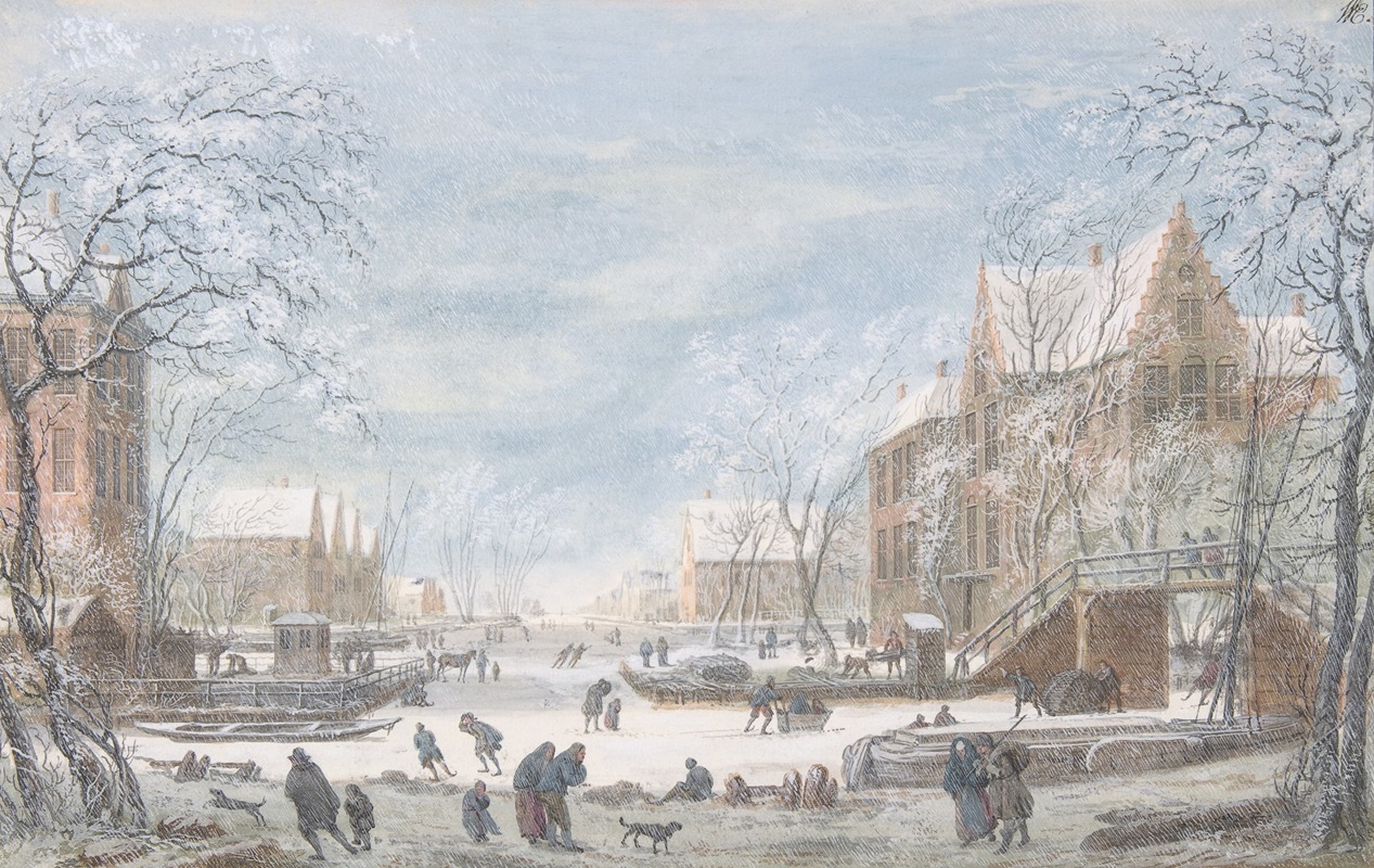 Abraham Rademaker - Snow Falling on a Dutch Town