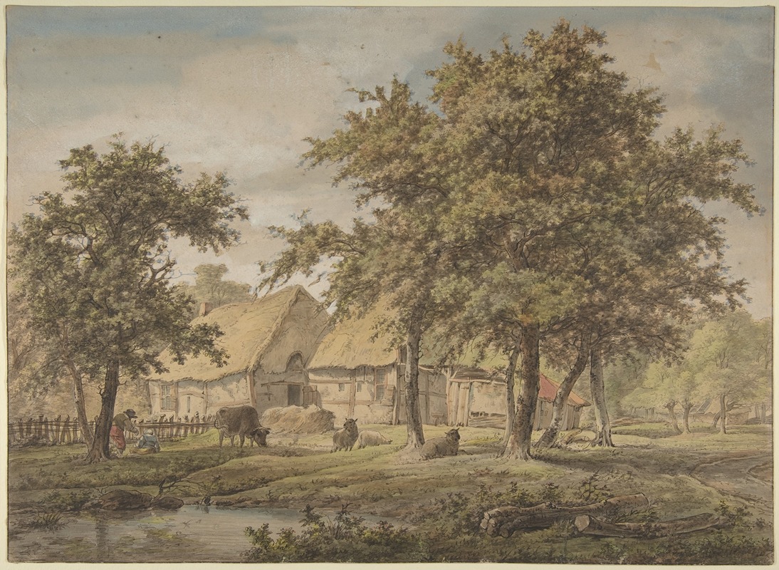 Adrianus de Visser - Landscape with a Farmhouse