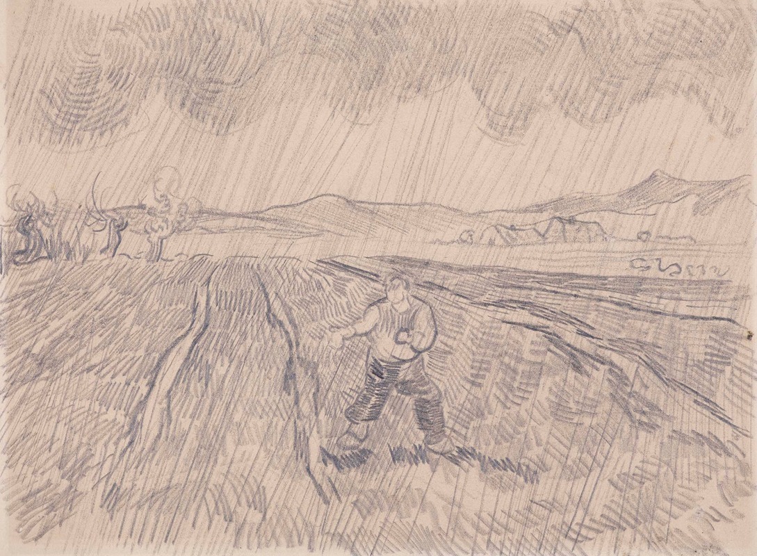 Vincent van Gogh - Enclosed field with a sower in the rain