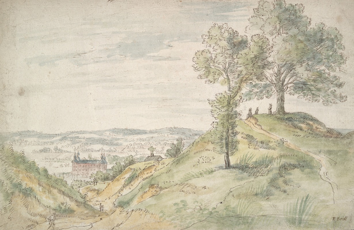 Circle of Gillis Neyts - Figures on a Hill Viewing a Castle